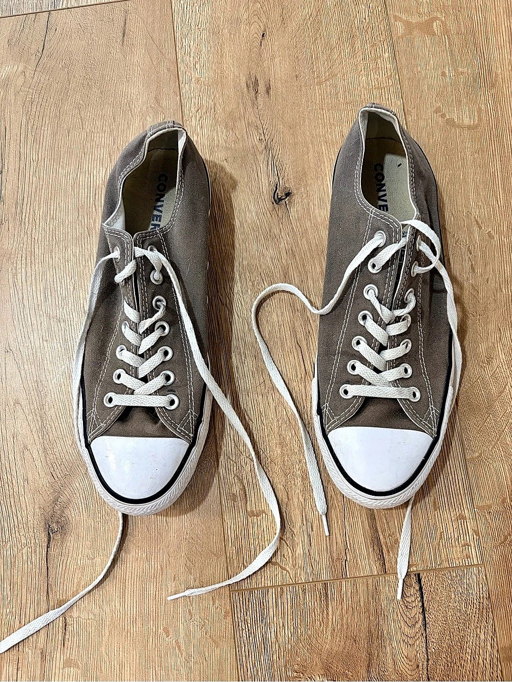 Converse Chuck Taylor All Star Low Top Canvas Sneakers in Brown & White